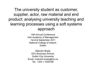 The university student as customer, supplier, actor, raw material and
