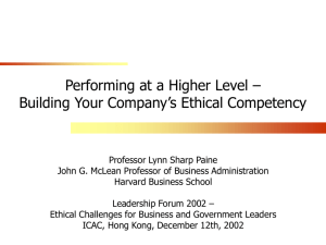 Performing at a Higher Level – Building Your Company's Ethical