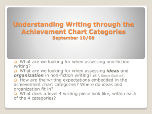 Understanding Writing through the Achievement Chart Categories