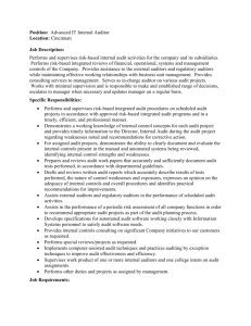 Advanced IT Internal Auditor Job Posting