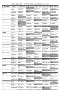first trimester class schedule (2015/2016)