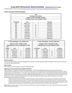 Fall 2015 Law Refund schedule