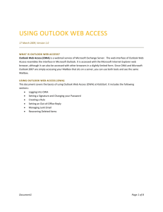 using OUTLOOK WEB ACCESS 17 March 2009, Version 1.0 What