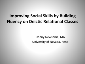 Improving Social Skills by Building Fluency on Deictic Framing and