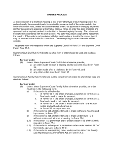 Orders Package - The Courts of British Columbia