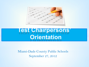 Test Chairpersons* Orientation - Assessment, Research, and Data