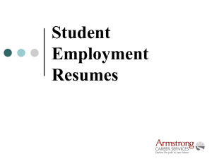 Student Employment Resumes Human Resource professionals