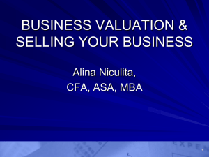 Valuing Your Business - Alina Niculita, Shannon Pratt Valuations, Inc.
