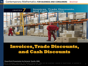 Invoices, Trade Discounts, and Cash Discounts