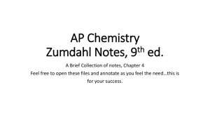 AP Chemistry Zumdahl Notes, 9th ed.