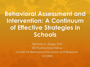 Behavioral Assessment and Intervention: A Continuum of Effective