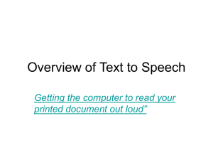 Overview of Text to Speech Notes