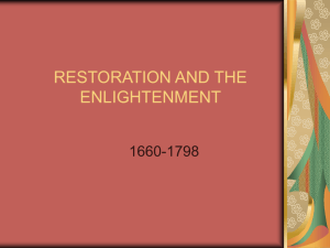 THE RESTORATION AND ENLIGHTENMENT NOTES 1660-1798