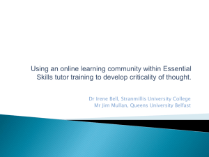 Using an online learning community within Essential Skills tutor