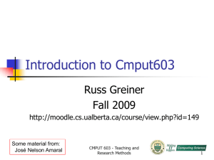 CMPUT603 - Fall 2006 - Department of Computing Science