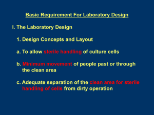 Basic Requirement For Laboratory Design I. The Laboratory Design