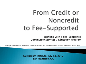 Defining Noncredit/Moving from Credit to Noncredit