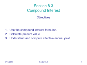 Section 8.3 Compound Interest Interest