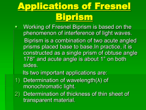 Application of Fresnel Biprism