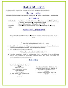 Sample Resume for a Receptionist