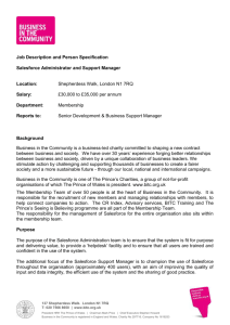 Job Description and Person Specification Salesforce Administrator