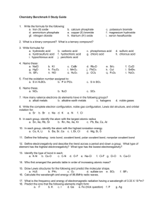 Chemistry Benchmark II Study Guide