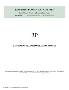 Retirement Planning Calculator User's Manual.