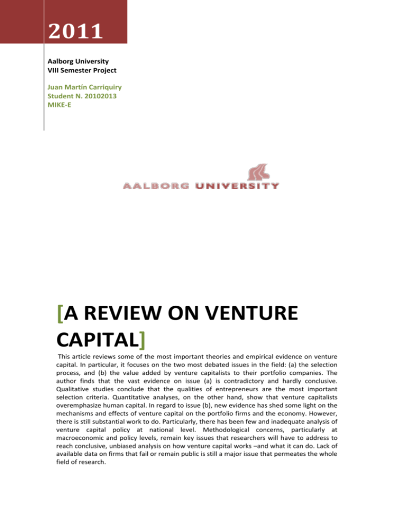 dissertation report on venture capital