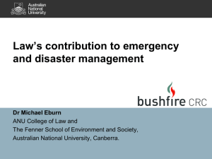 Law's contribution to emergency and disaster