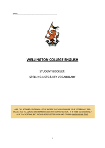 Wellington English – SPELLING AND VOCAB