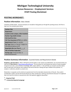 Human Resources – Employment Services STAFF Posting Worksheet