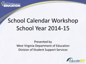 School Calendar Workshop School Year 2014-15