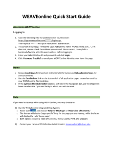 Quick Start Guide to WEAVEonline