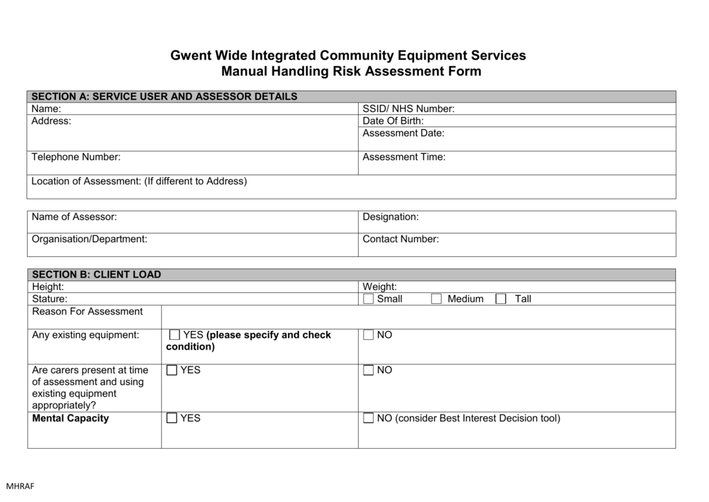 Manual Handling Risk Assessment Template Free Sample Example - Vrogue