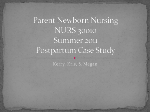 Parent Newborn Nursing NURS 30010 Summer 2001 Postpartum