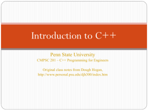 Introduction to C++ - Computer Science and Engineering