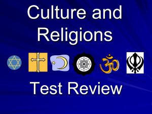 Culture and Religions Test Review