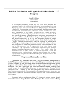 Political Polarization and Legislative Gridlock in the 112 th Congress