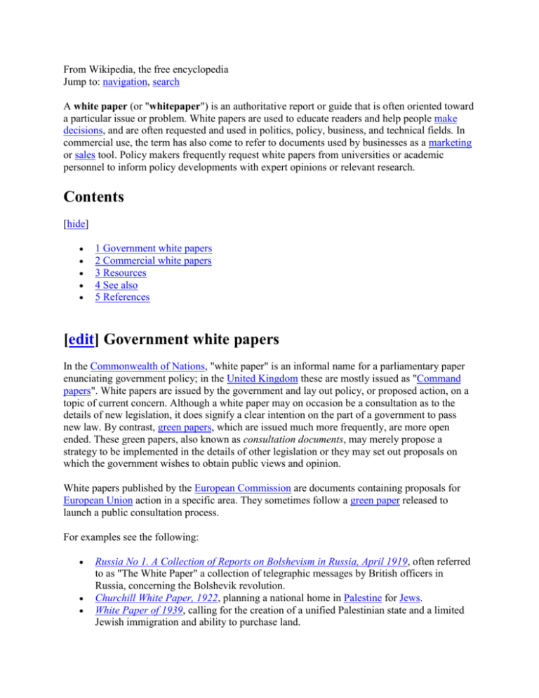  edit Government White Papers