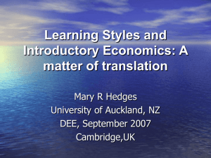 Learning Styles and Introductory Economics: A matter of translation
