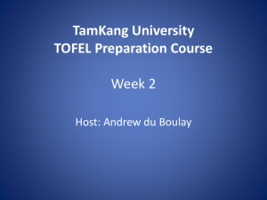 TamKang University TOFEL Preparation Course Commencing 28th