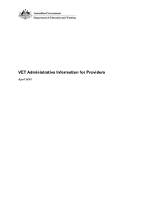 VET Administrative Information for Providers