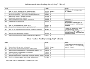 Cell Communication Reading Guide (Life 9th Edition) TOPIC