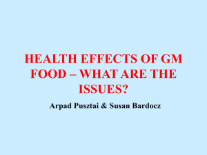 GM FOOD/FEED: GAPS IN RISK-ASSOCIATED RESEARCH THAT