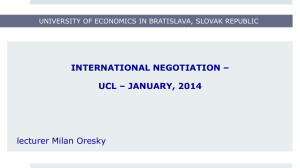 international negotiation * ucl, january 2014