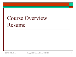 Lect 1 - Course Overview Resume