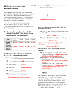 Name: Period: Date: KEY Algebra Practice Quiz Unit 5 Exponential