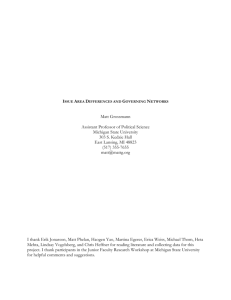 Issue Area Differences and Governing Networks Issue Area