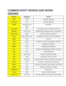 Prefix, Suffix, Roots Dictionary