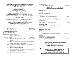 Sunday Bulletin - Akron Springfield Church of the Brethren
